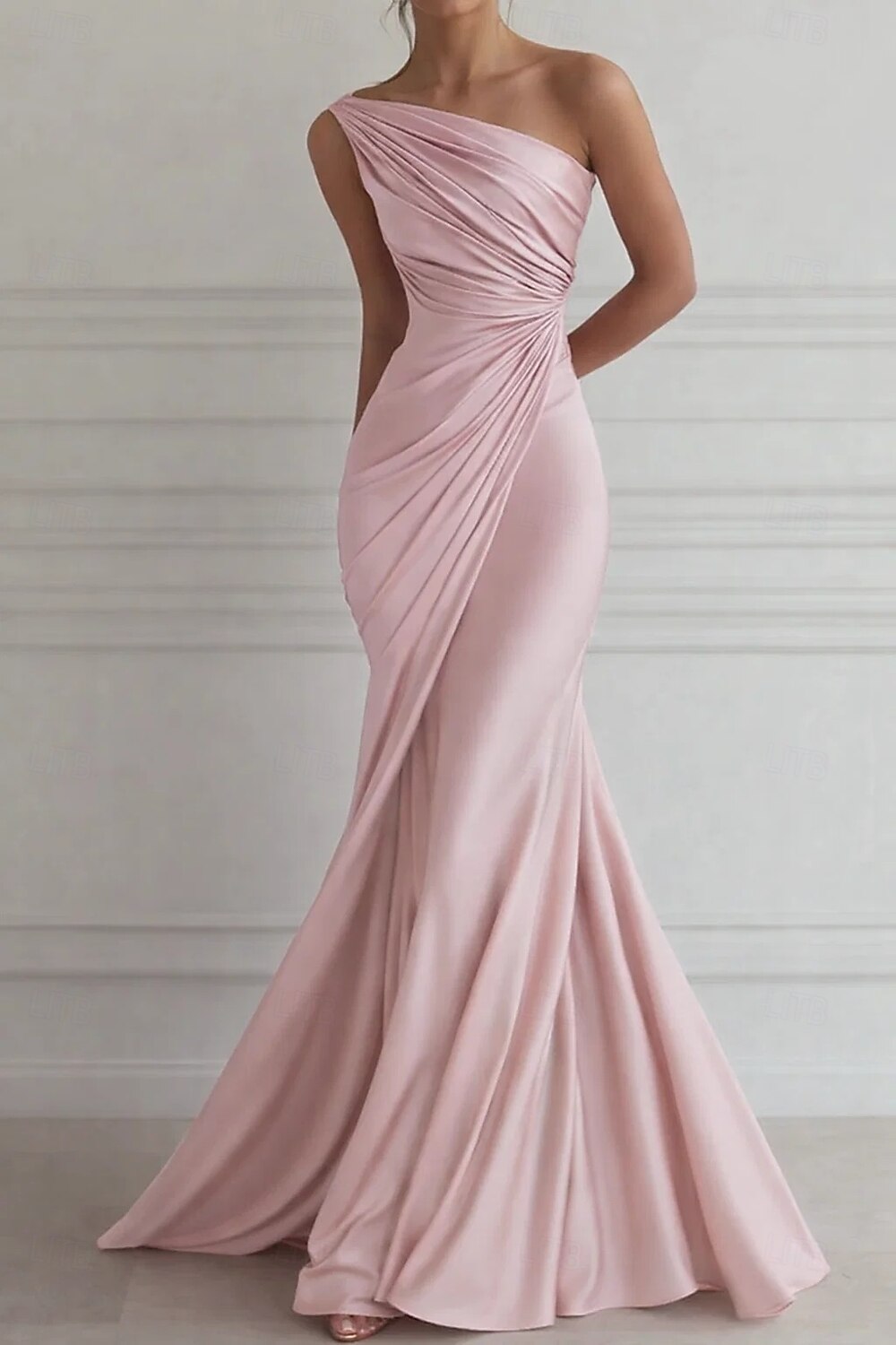 Mermaid Trumpet Court Train Evening Gown Elegant Sleeveless One Shoulder