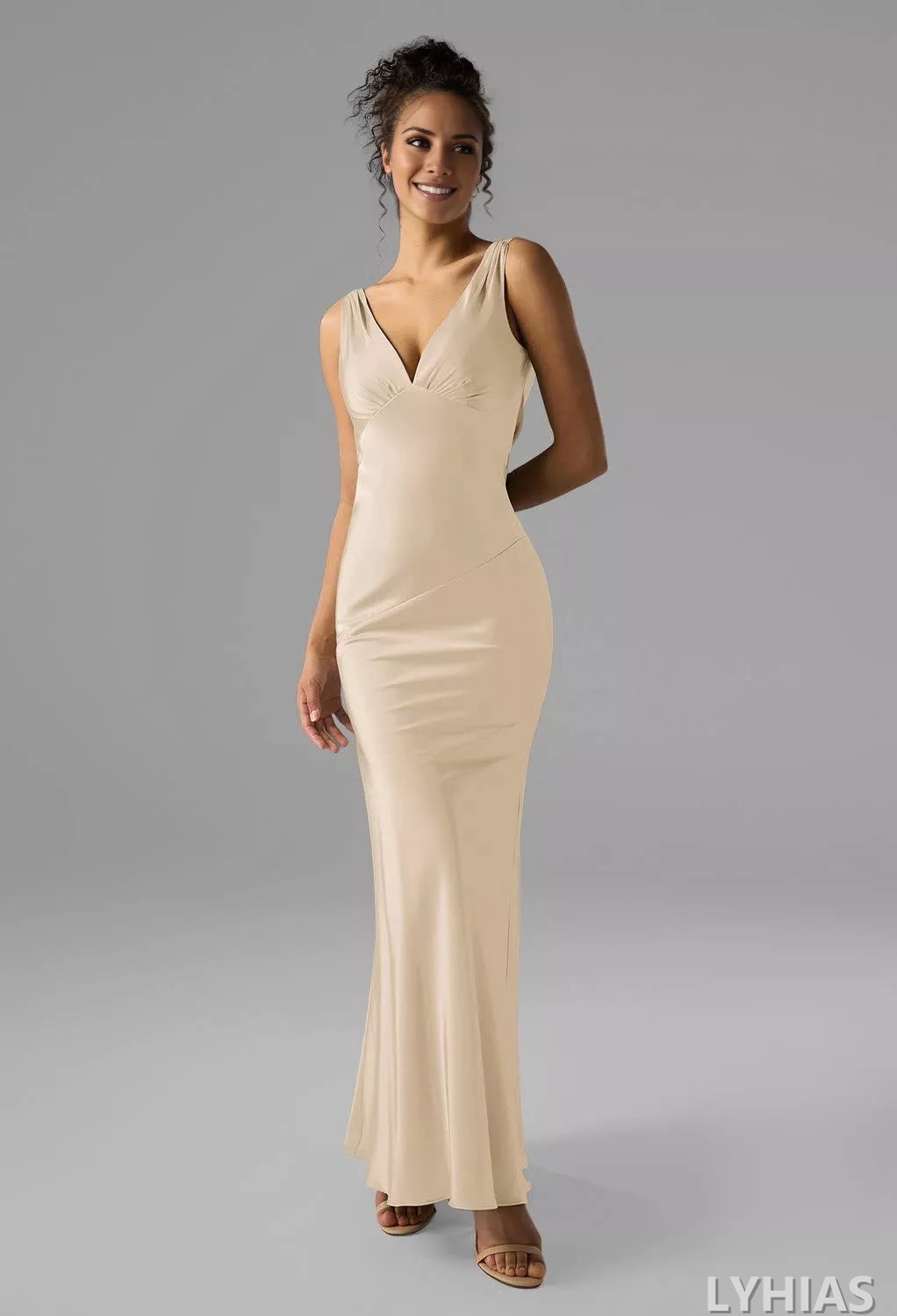 Satin Sheath/column Floor-Length Bridesmaid Dresses