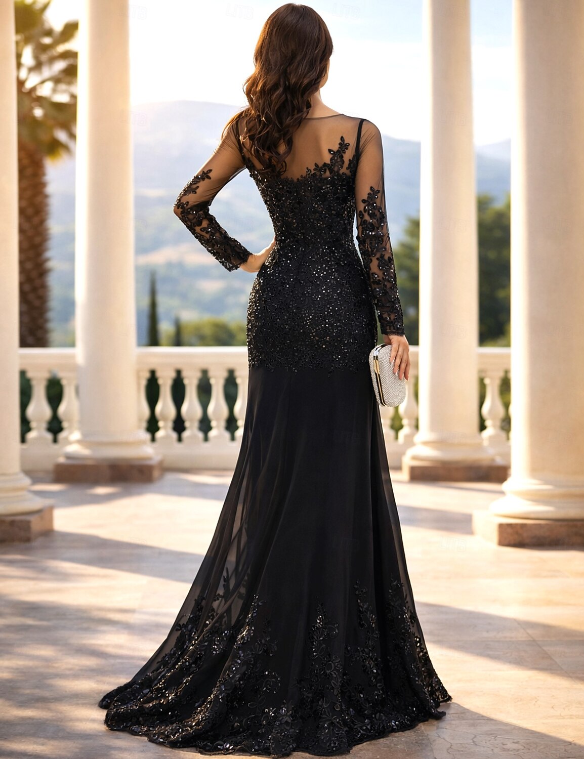 Mermaid Trumpet Evening Gown Prom Dresses Formal Dress Sparkle Long Sleeve