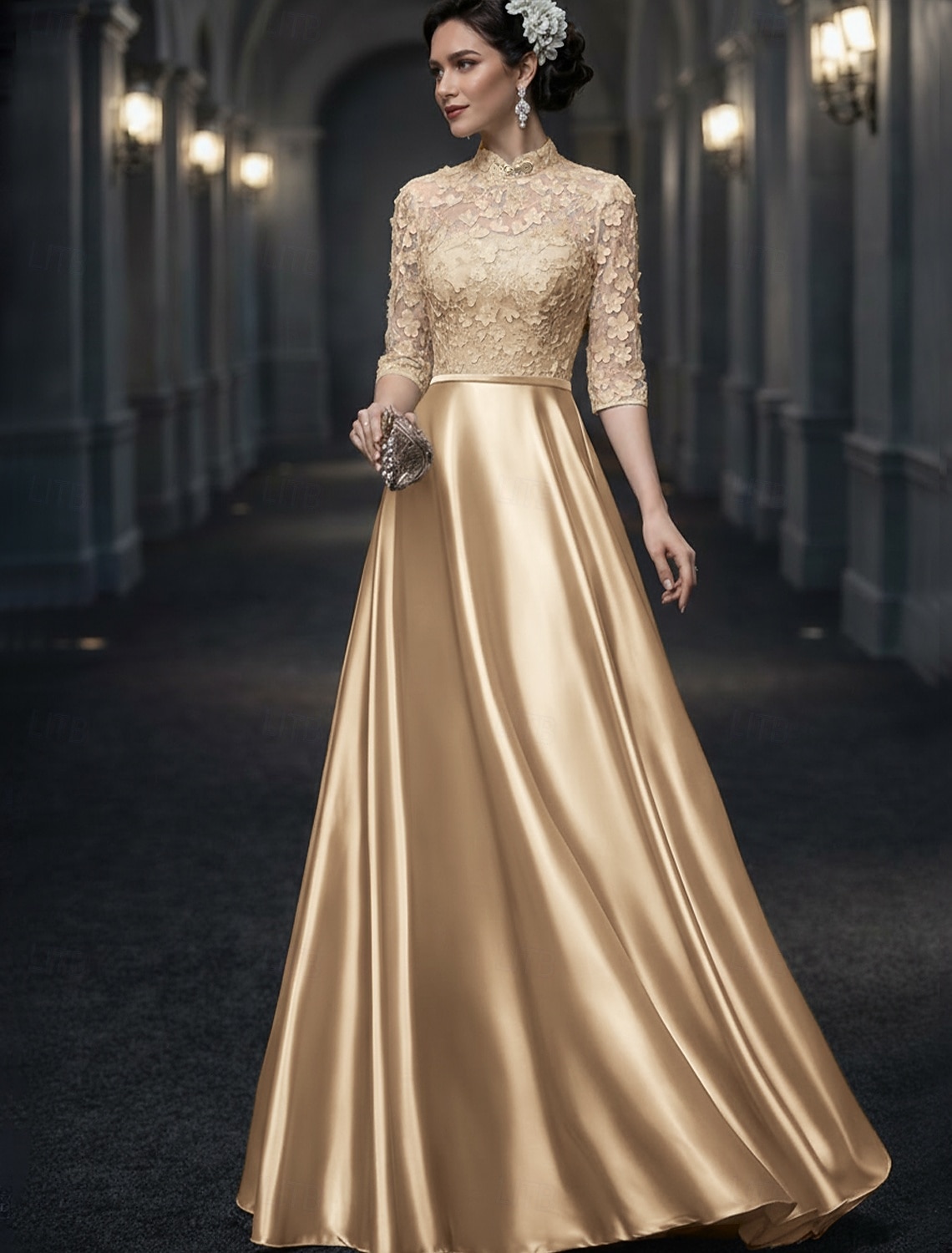 A-Line Floor Length Wedding Guest Dress Formal Dresses Evening Gown Mother of the Bride Dress Elegant Vintage