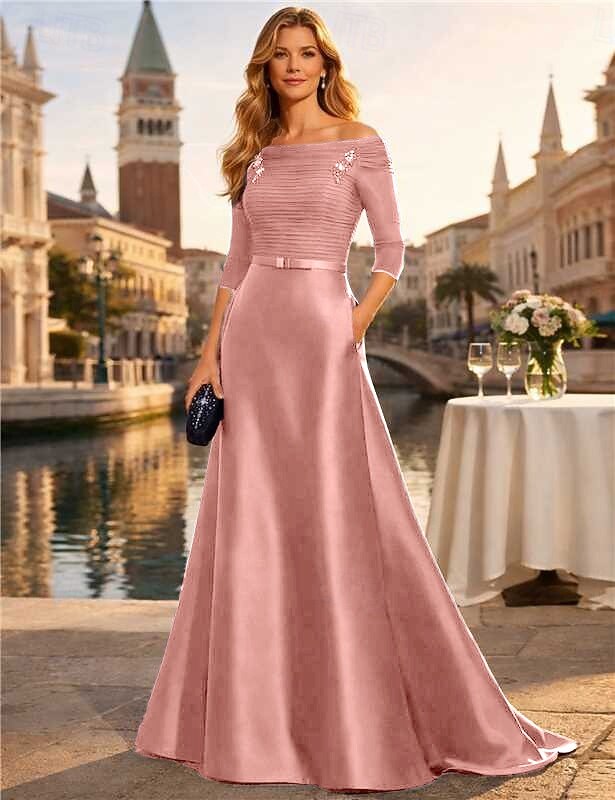 A-Line Floor Length Wedding Guest Dress Formal Dresses Evening Gown