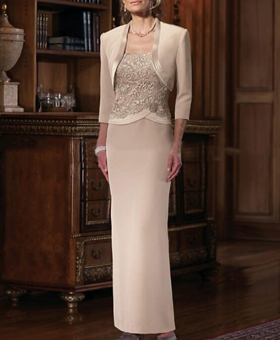 Sheath Column Floor Length Wedding Guest Dress Mother of the Bride Dress Elegant