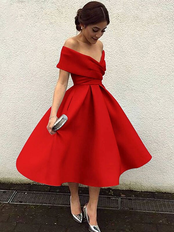 A-Line Tea Length Cocktail Dresses Party Dresses Elegant 1950s