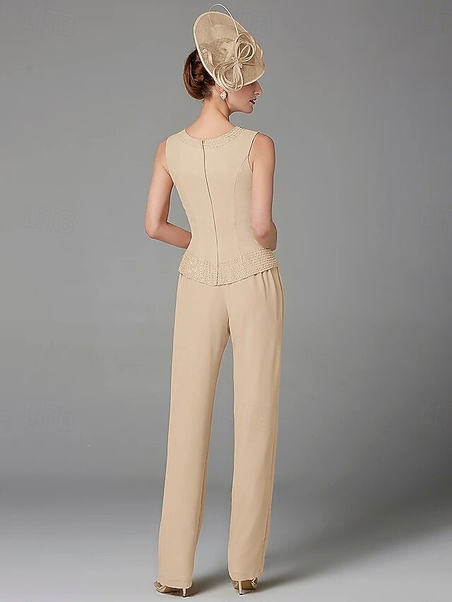 Jumpsuit Pantsuit 3 Piece Mother of the Bride Dress Long Sleeve