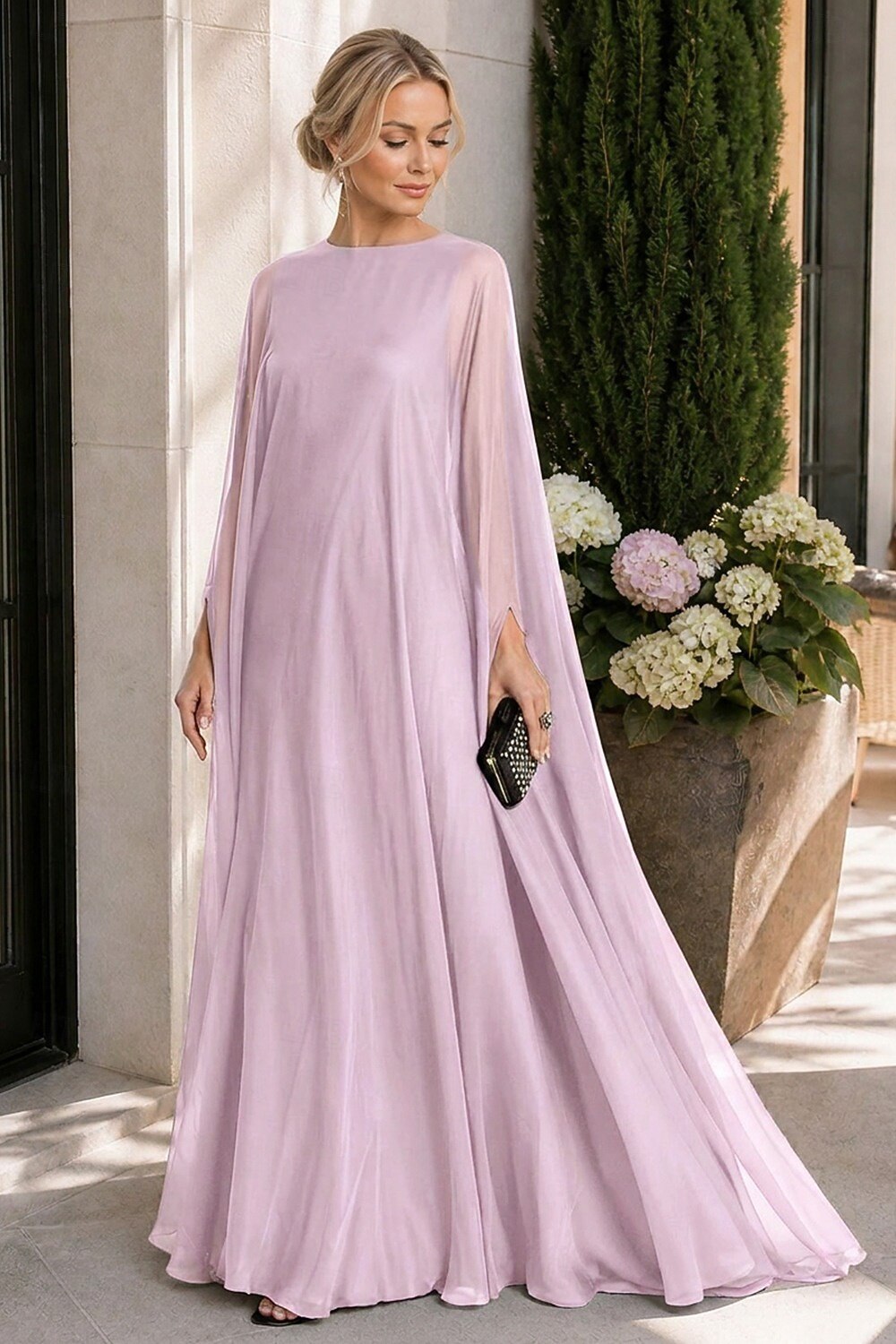 Sheath Evening Gown Empire Dress Formal Evening Sweep Brush Train Long Sleeve Boat Neck