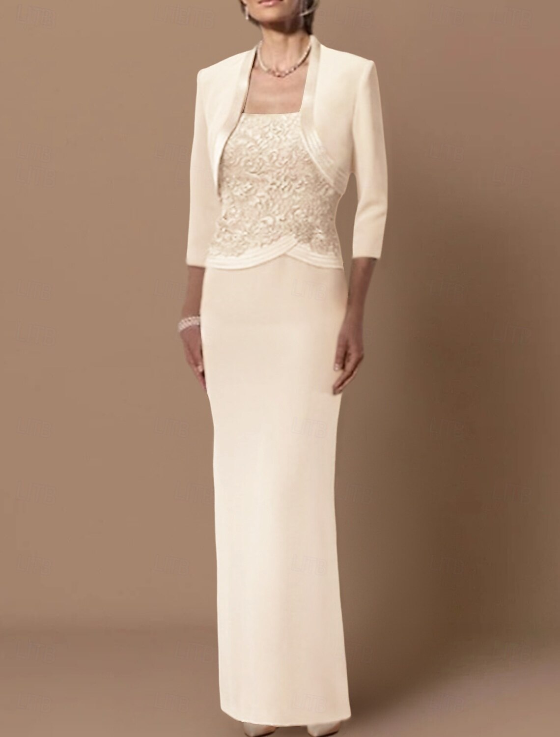 Sheath Column Floor Length Wedding Guest Dress Mother of the Bride Dress Elegant