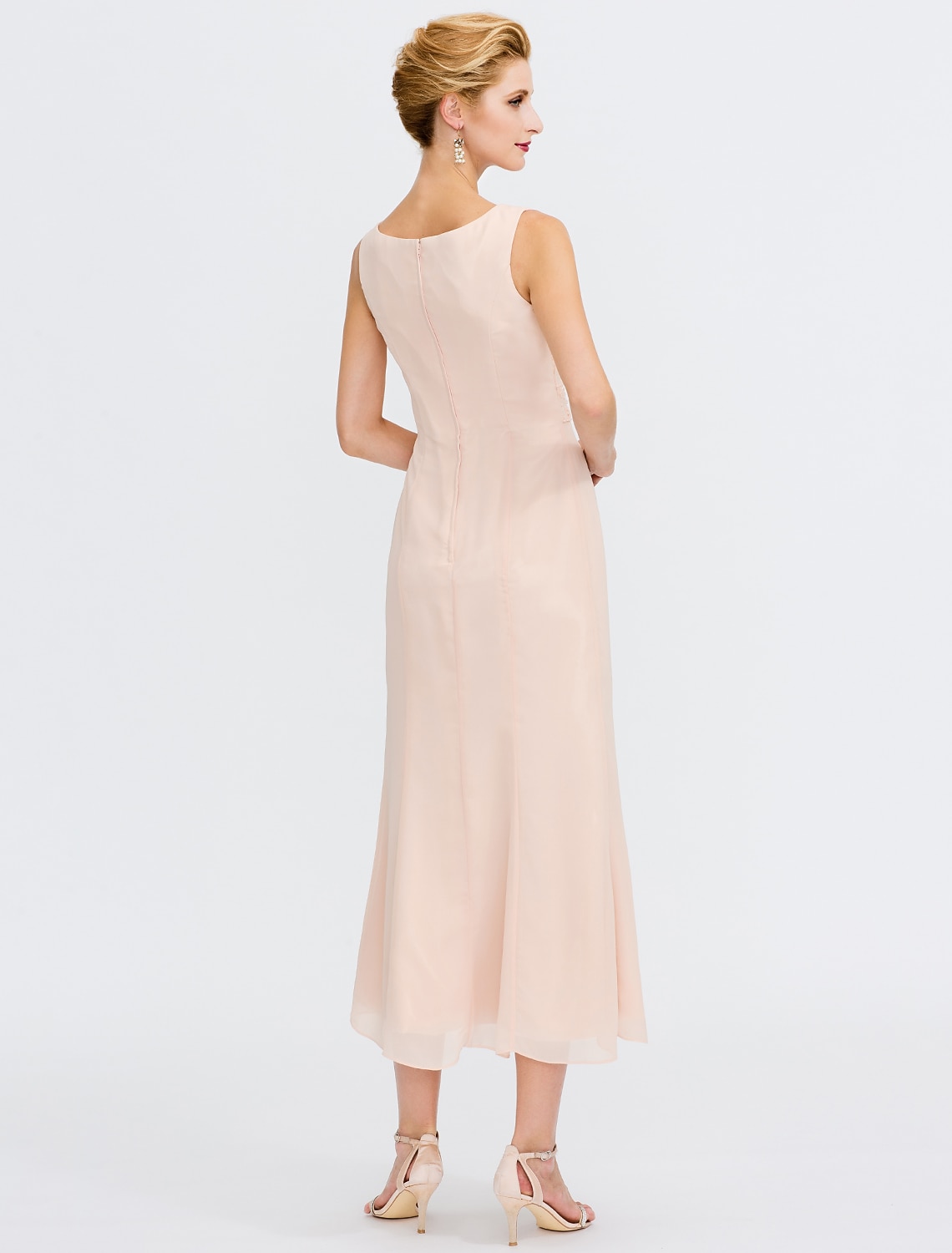 Two Piece Sheath Column Tea Length Wedding Guest Dress Mother of the Bride Dress Elegant Plus Size