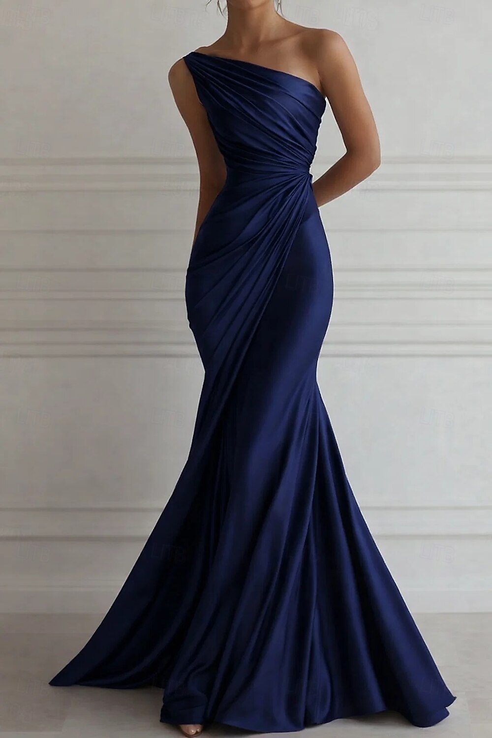 Mermaid Trumpet Court Train Evening Gown Elegant Sleeveless One Shoulder