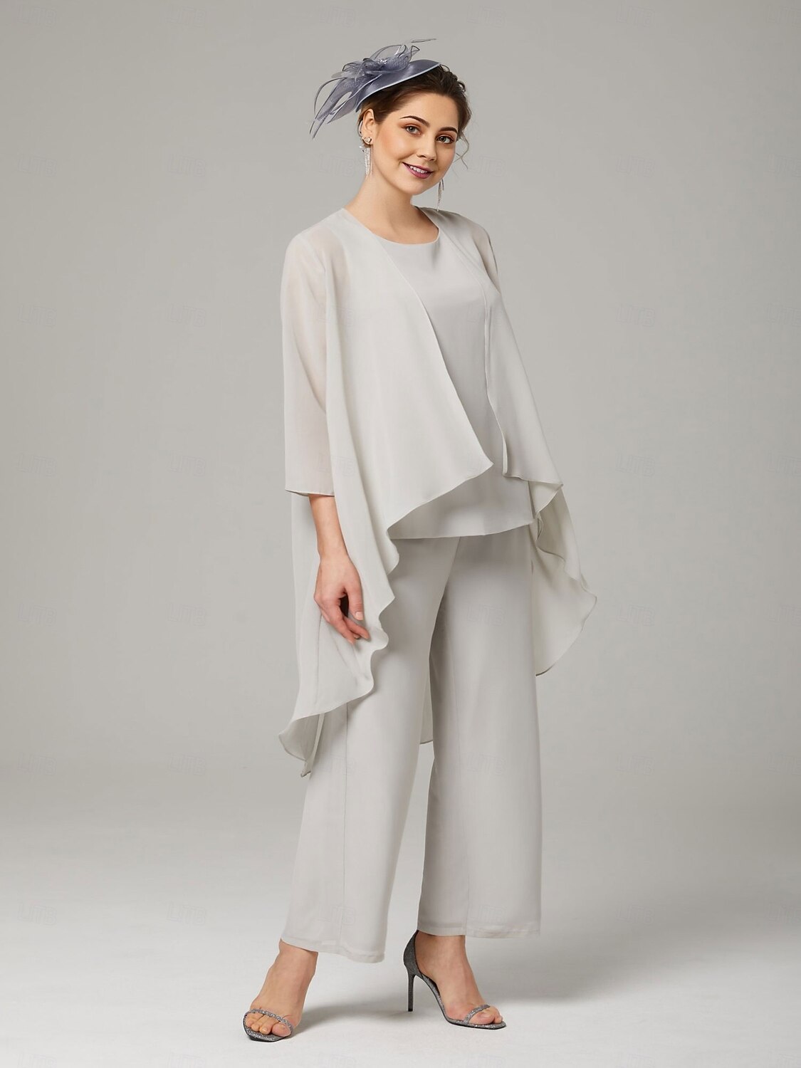 3 Piece Mother of the Bride Dress Elegant Plus Size Wedding Guest Chiffon