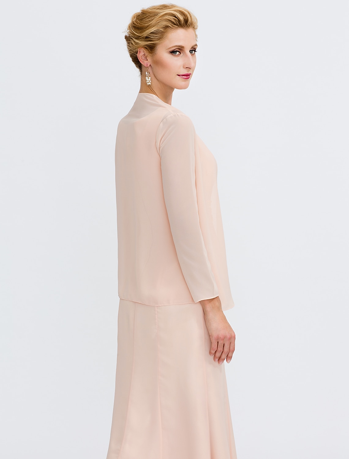 Two Piece Sheath Column Tea Length Wedding Guest Dress Mother of the Bride Dress Elegant Plus Size
