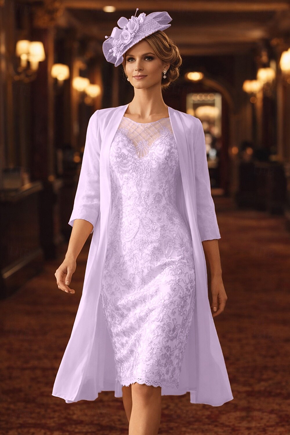 Two Piece Sheath Column Wedding Guest Dress Mother of the Bride Elegant