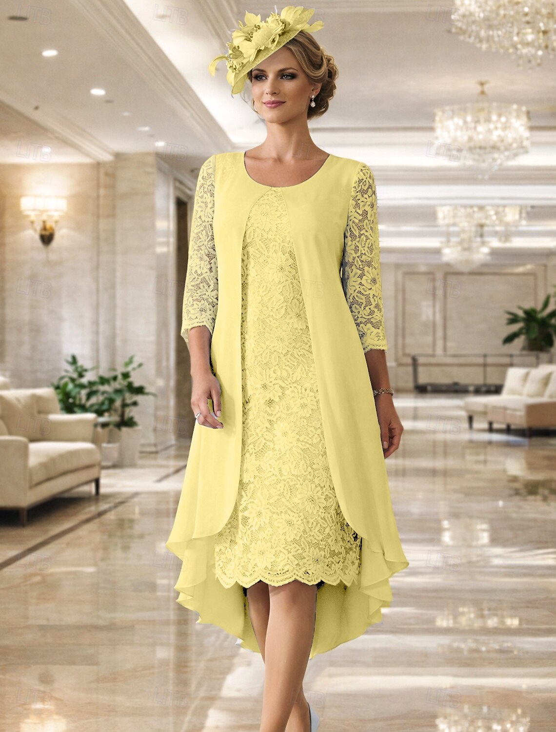 A-Line Knee Length Wedding Guest Dress Mother of the Bride Dress Long