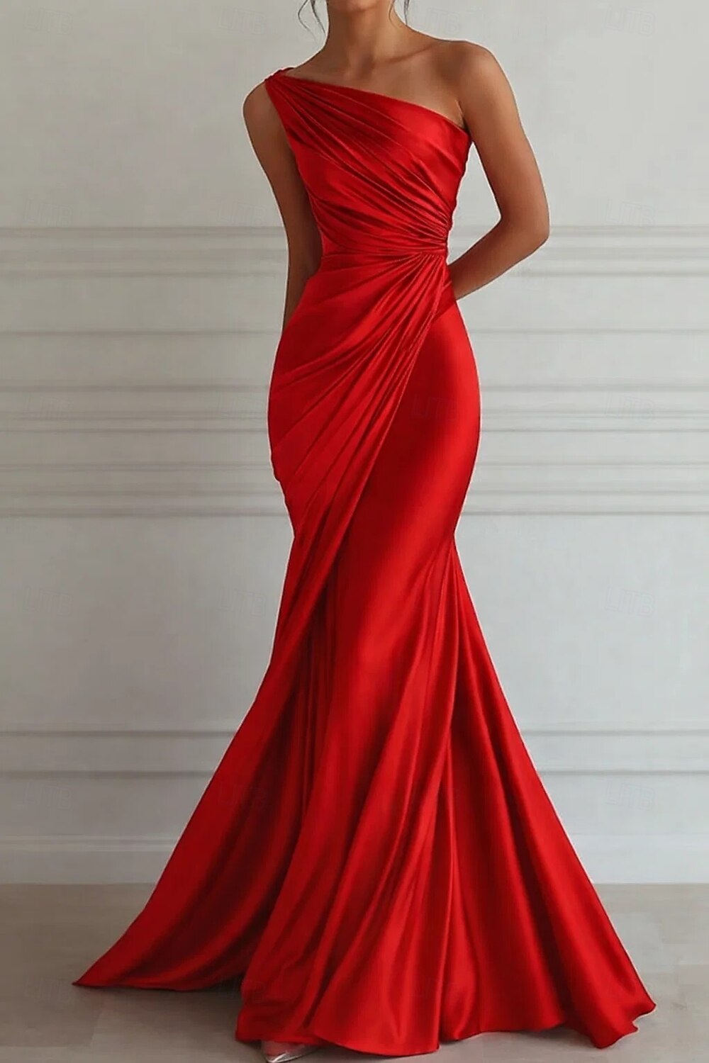 Mermaid Trumpet Court Train Evening Gown Elegant Sleeveless One Shoulder