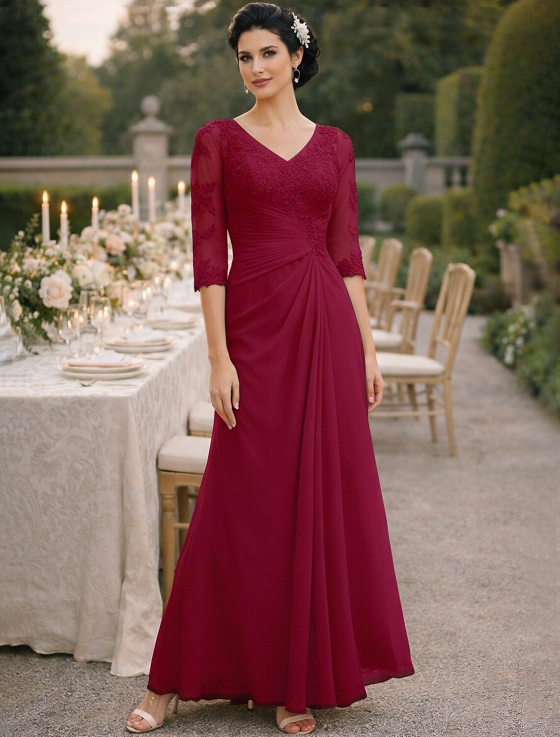 A-Line Floor Length Wedding Guest Dress Formal Dresses Evening Gown