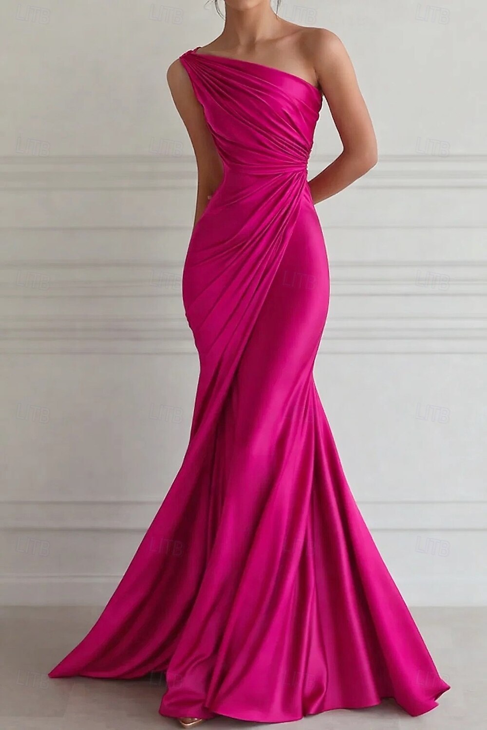 Mermaid Trumpet Court Train Evening Gown Elegant Sleeveless One Shoulder