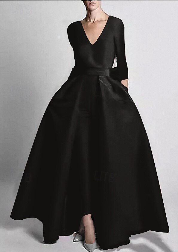Two Piece Jumpsuits Evening Gown Elegant Floor Length Long Sleeve V Neck