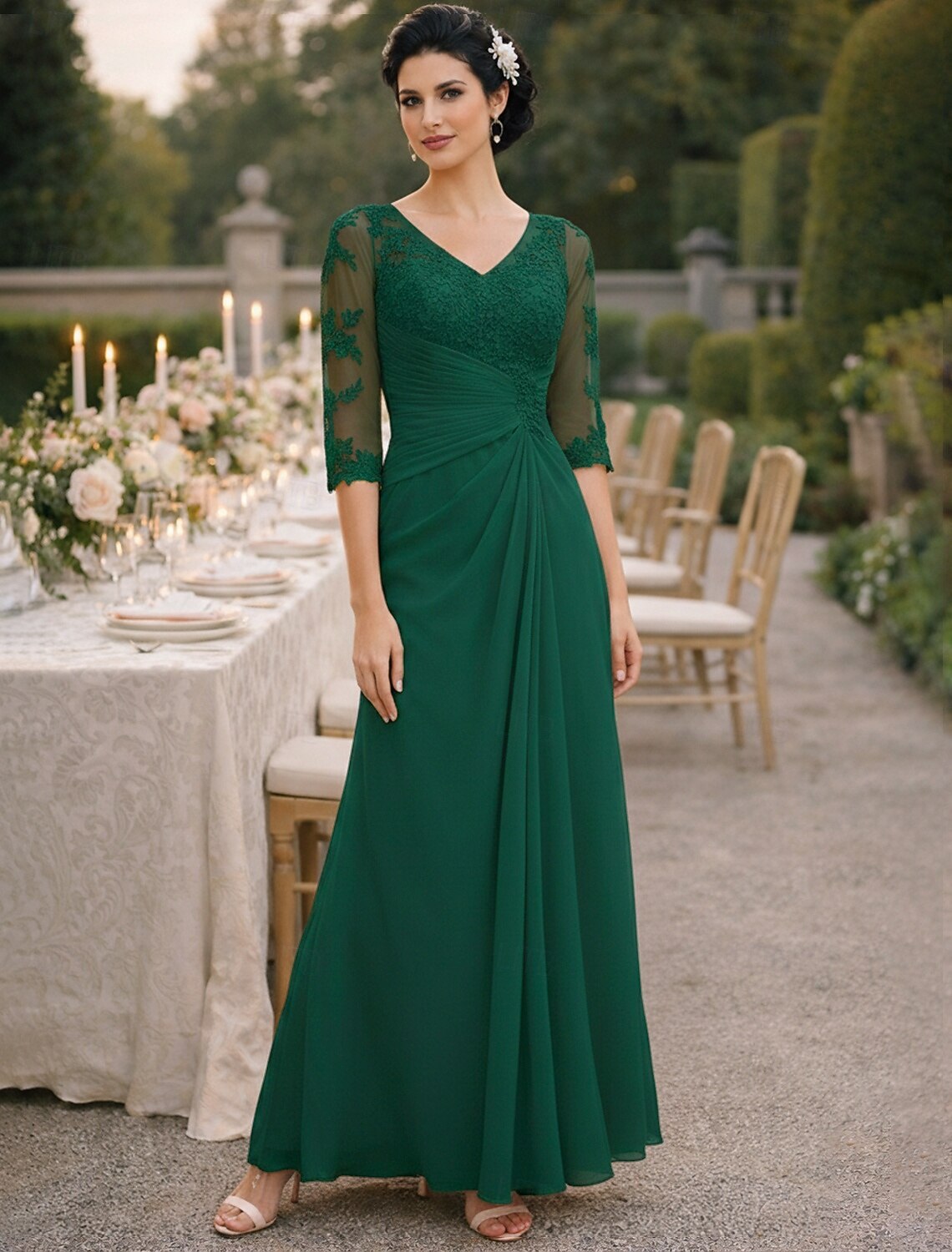A-Line Floor Length Wedding Guest Dress Formal Dresses Evening Gown