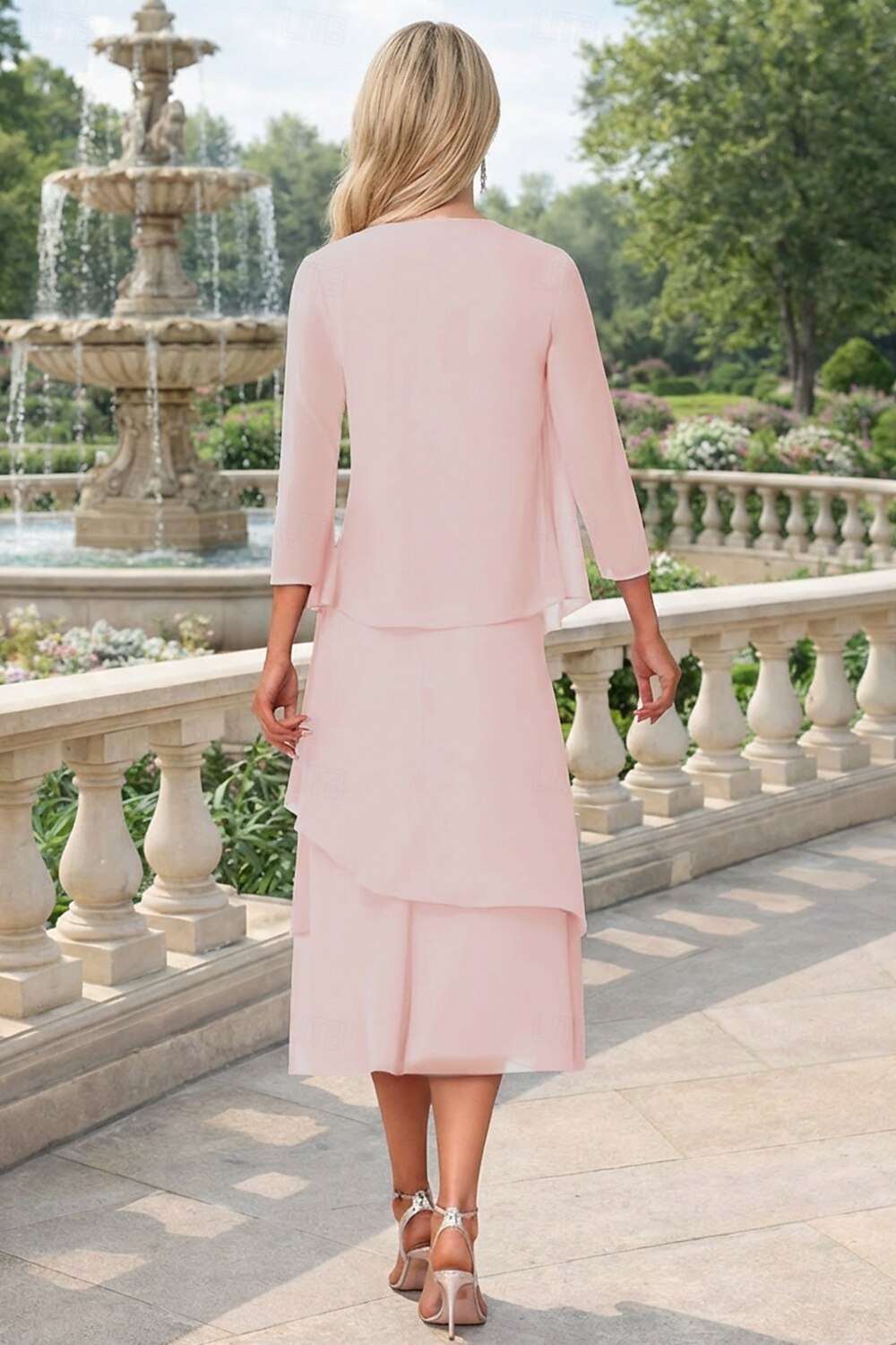 Sheath Column Tea Length Wedding Guest Dress Mother of the Bride Dress