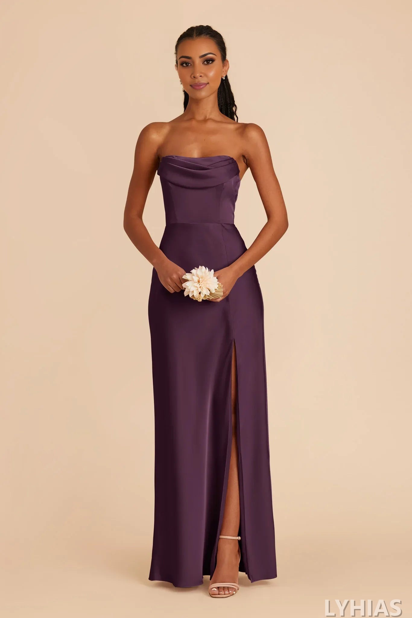 Burgundy Satin A-Line Floor-Length Off-the-Shoulder Bridesmaid Dresses