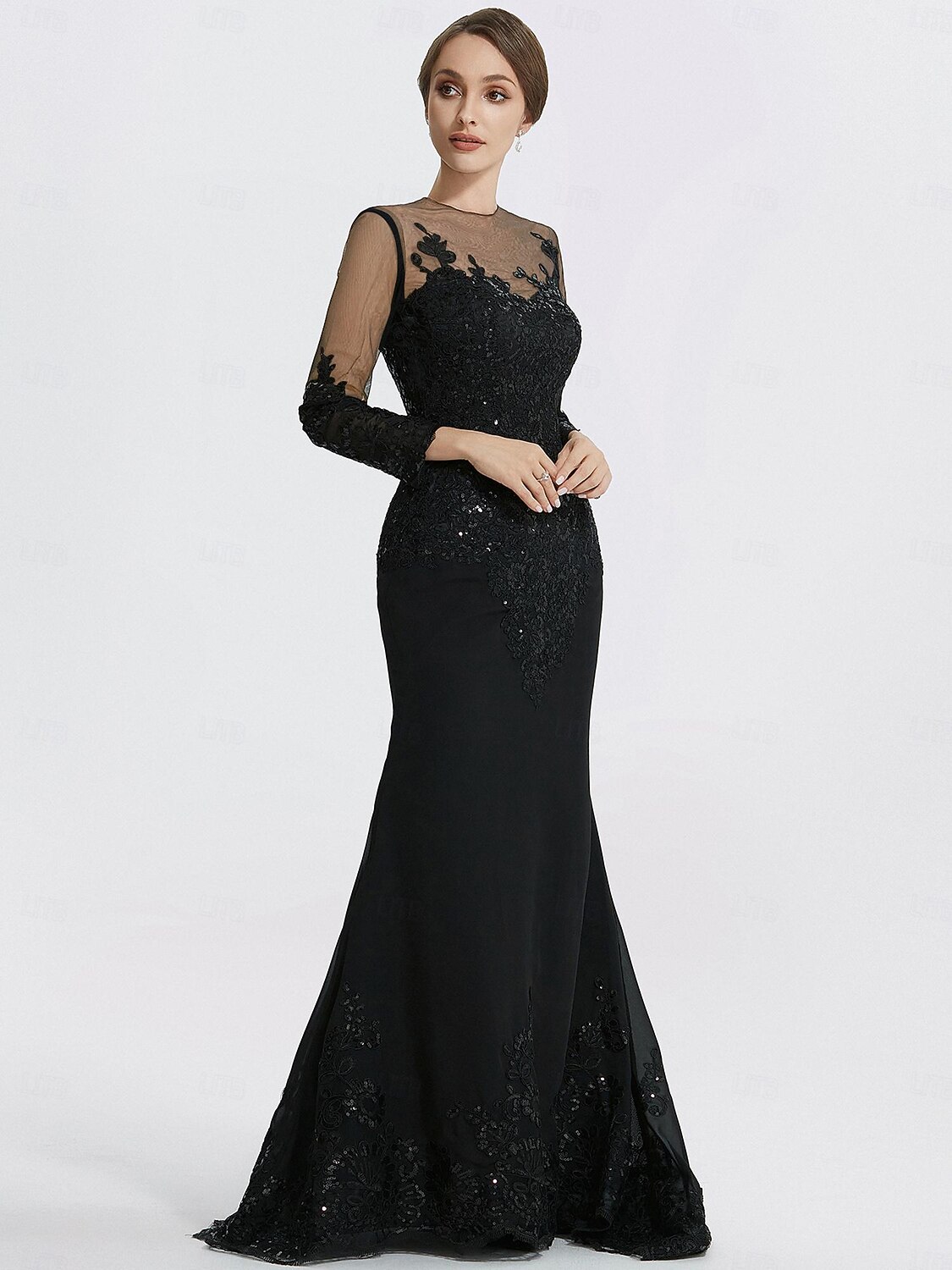 Mermaid Trumpet Evening Gown Prom Dresses Formal Dress Sparkle Long Sleeve