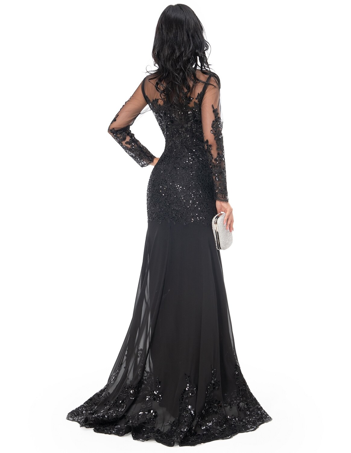 Mermaid Trumpet Evening Gown Prom Dresses Formal Dress Sparkle Long Sleeve