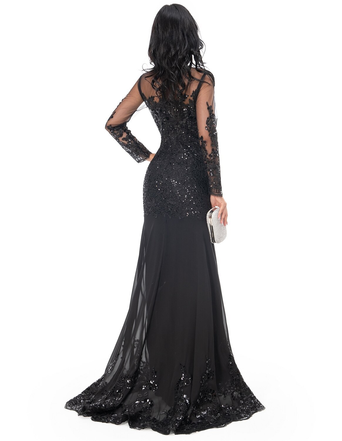 Mermaid Trumpet Evening Gown Prom Dresses Formal Dress Sparkle Long Sleeve
