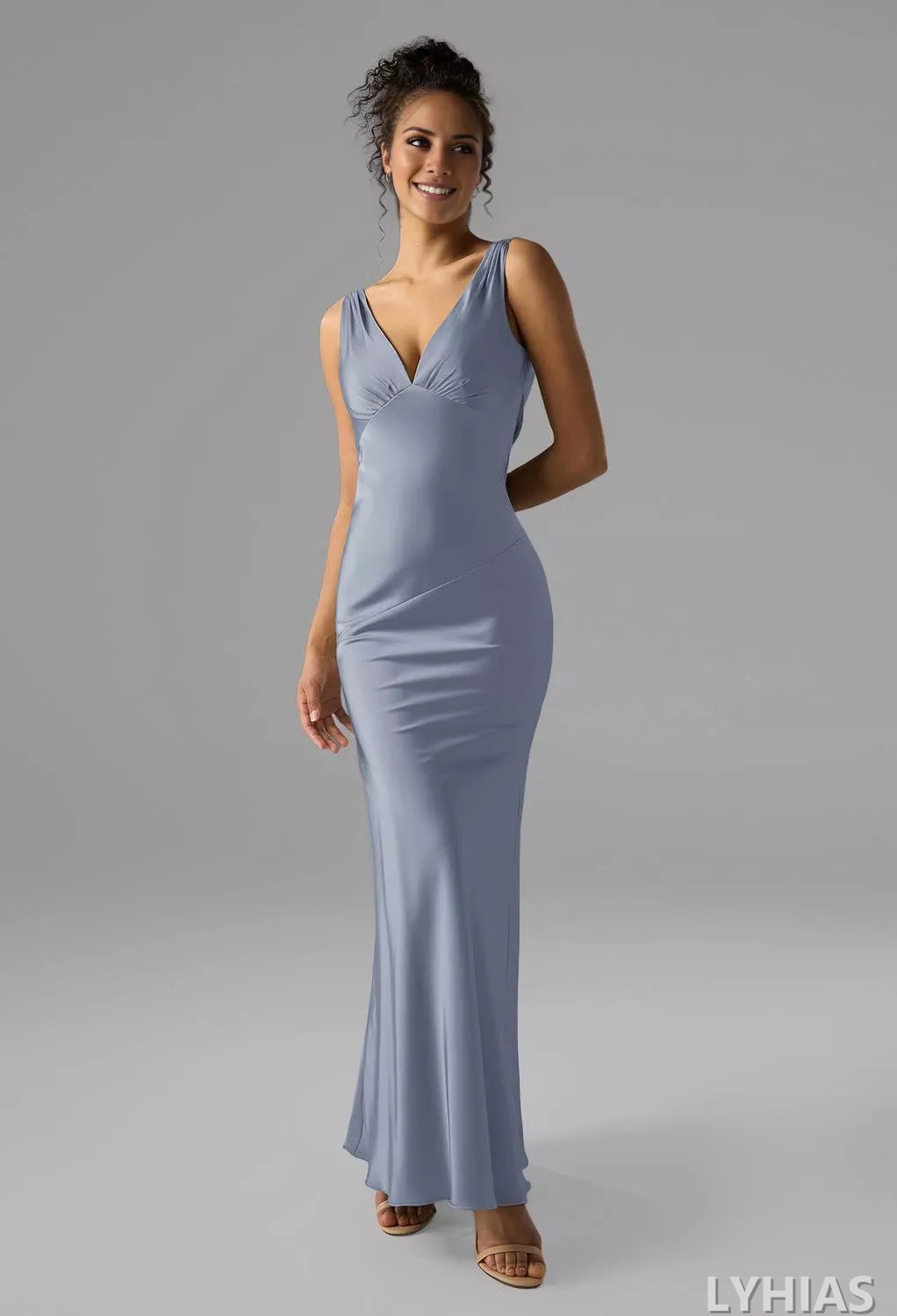Satin Sheath/column Floor-Length Bridesmaid Dresses