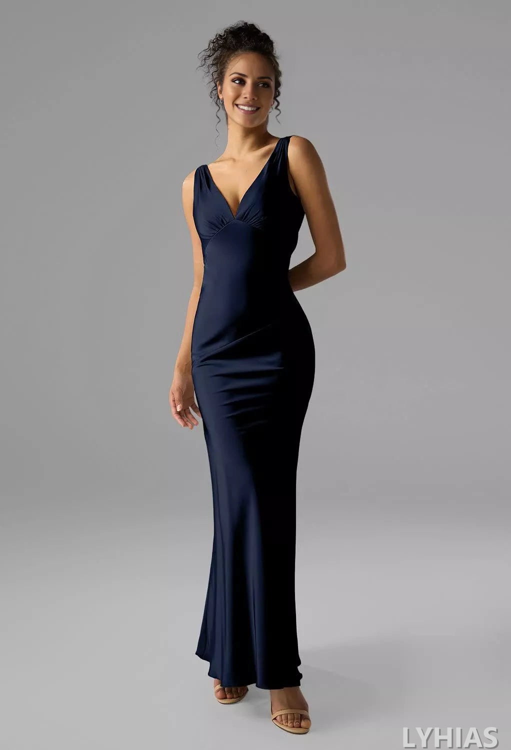 Satin Sheath/column Floor-Length Bridesmaid Dresses