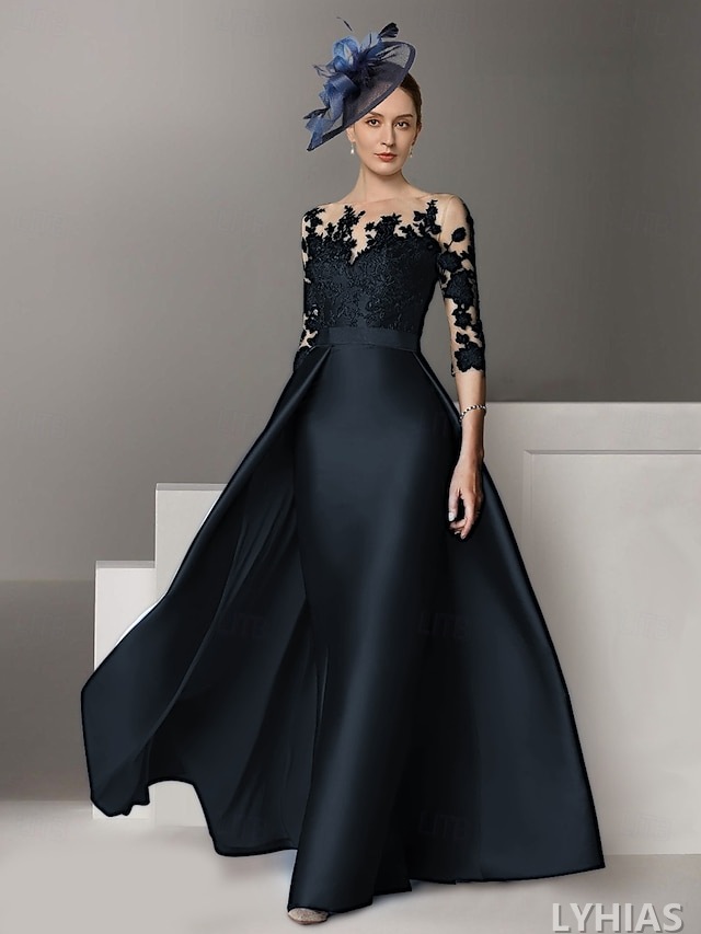 Mermaid Trumpet Mother of the Bride Dresses Floor Length Long Sleeve Off Shoulder Lace Elegant