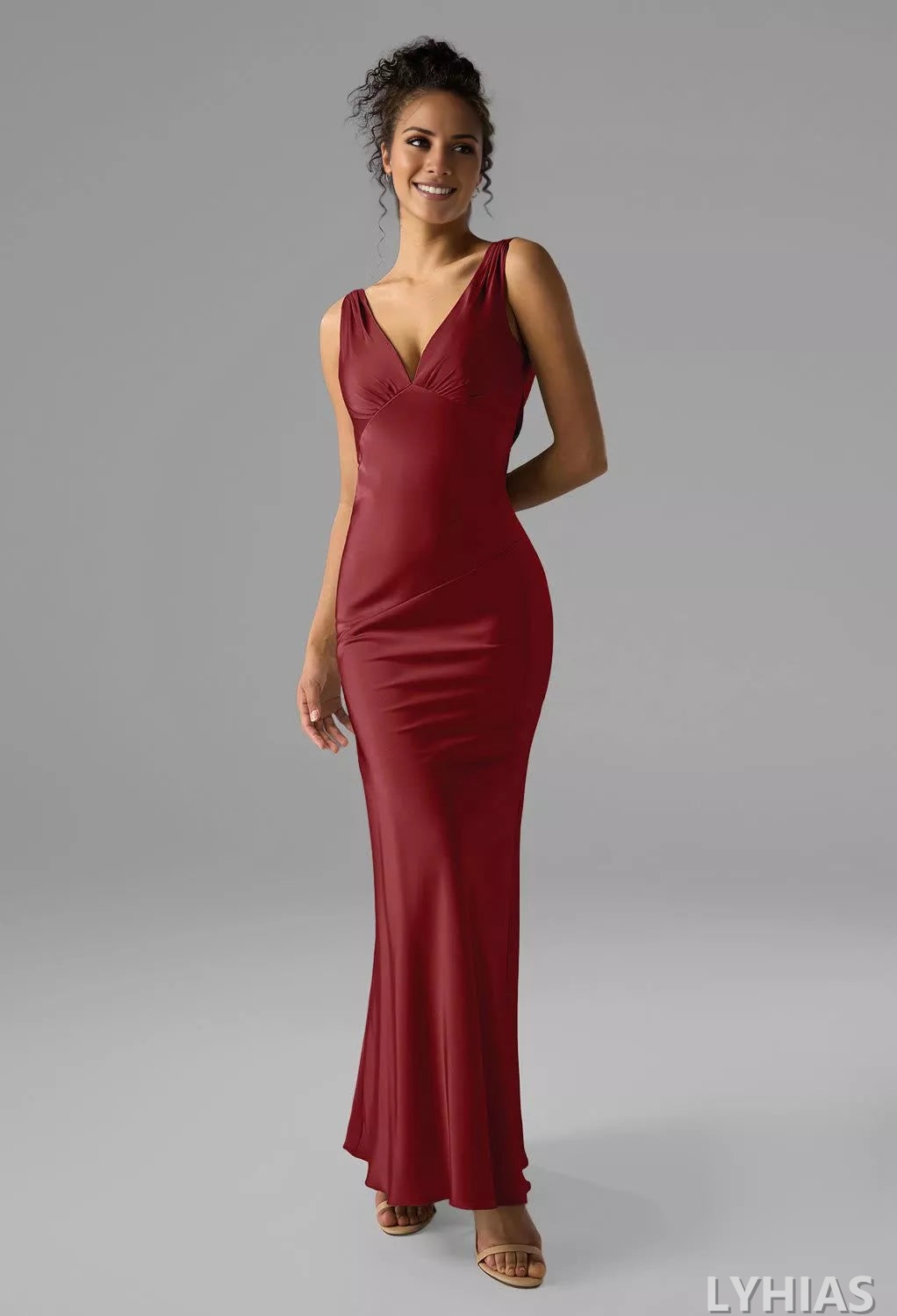 Satin Sheath/column Floor-Length Bridesmaid Dresses