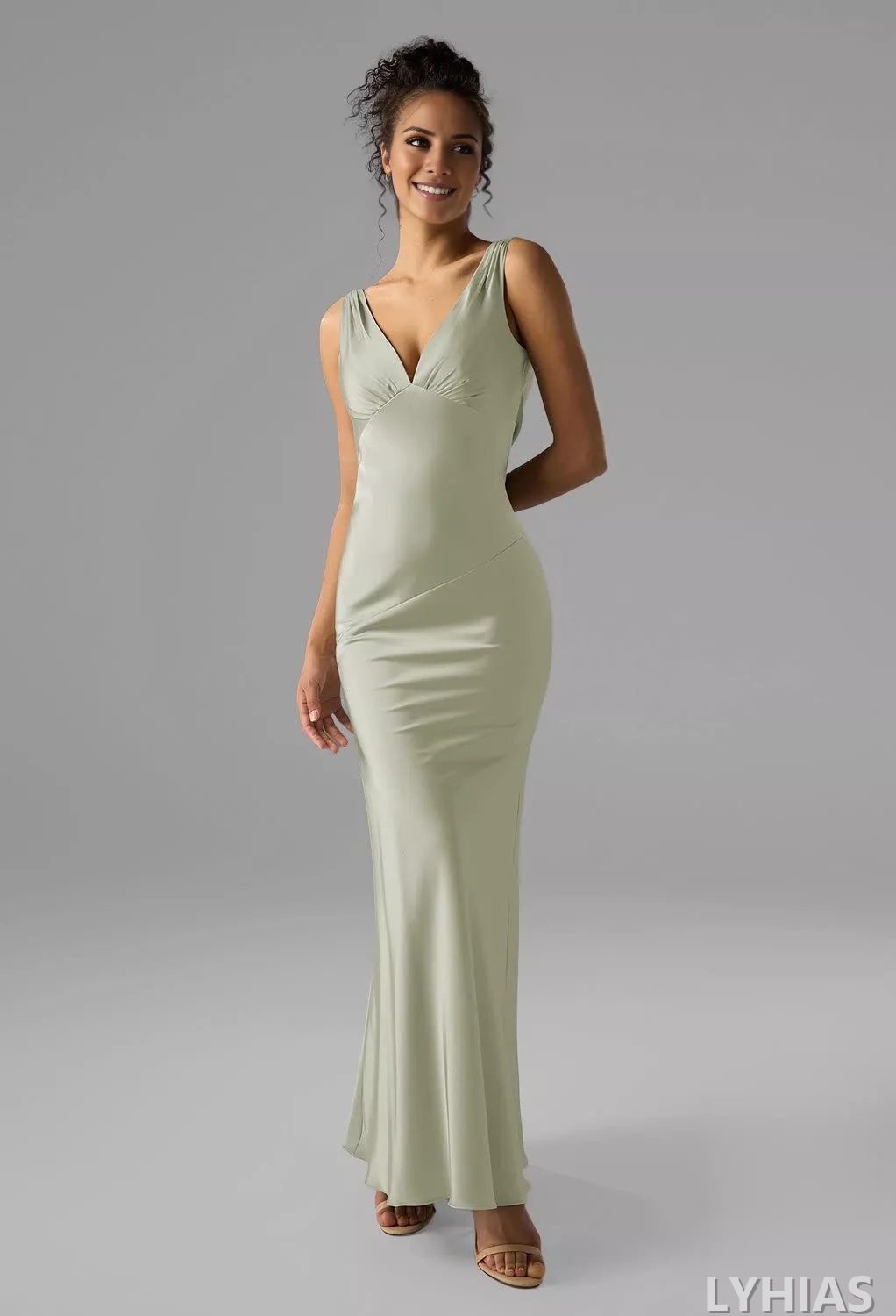 Satin Sheath/column Floor-Length Bridesmaid Dresses
