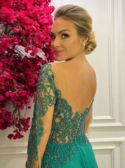 Dress A-Line Chiffon Applique Sweep/Brush Train Mother of the Bride Dress