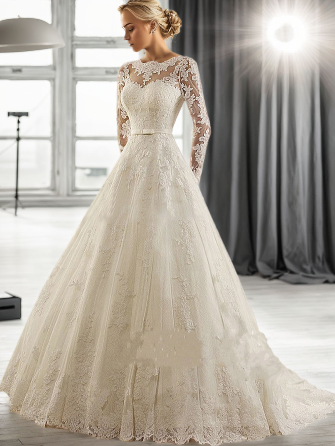 Ball Gown Engagement Formal Wedding Dresses Court Train With Appliques
