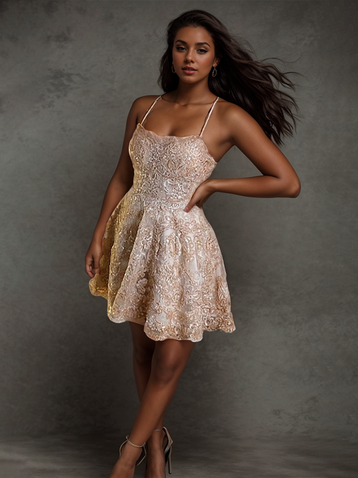 A-Line/Princess Homecoming Dresses Short/Mini with Sequin Appliques
