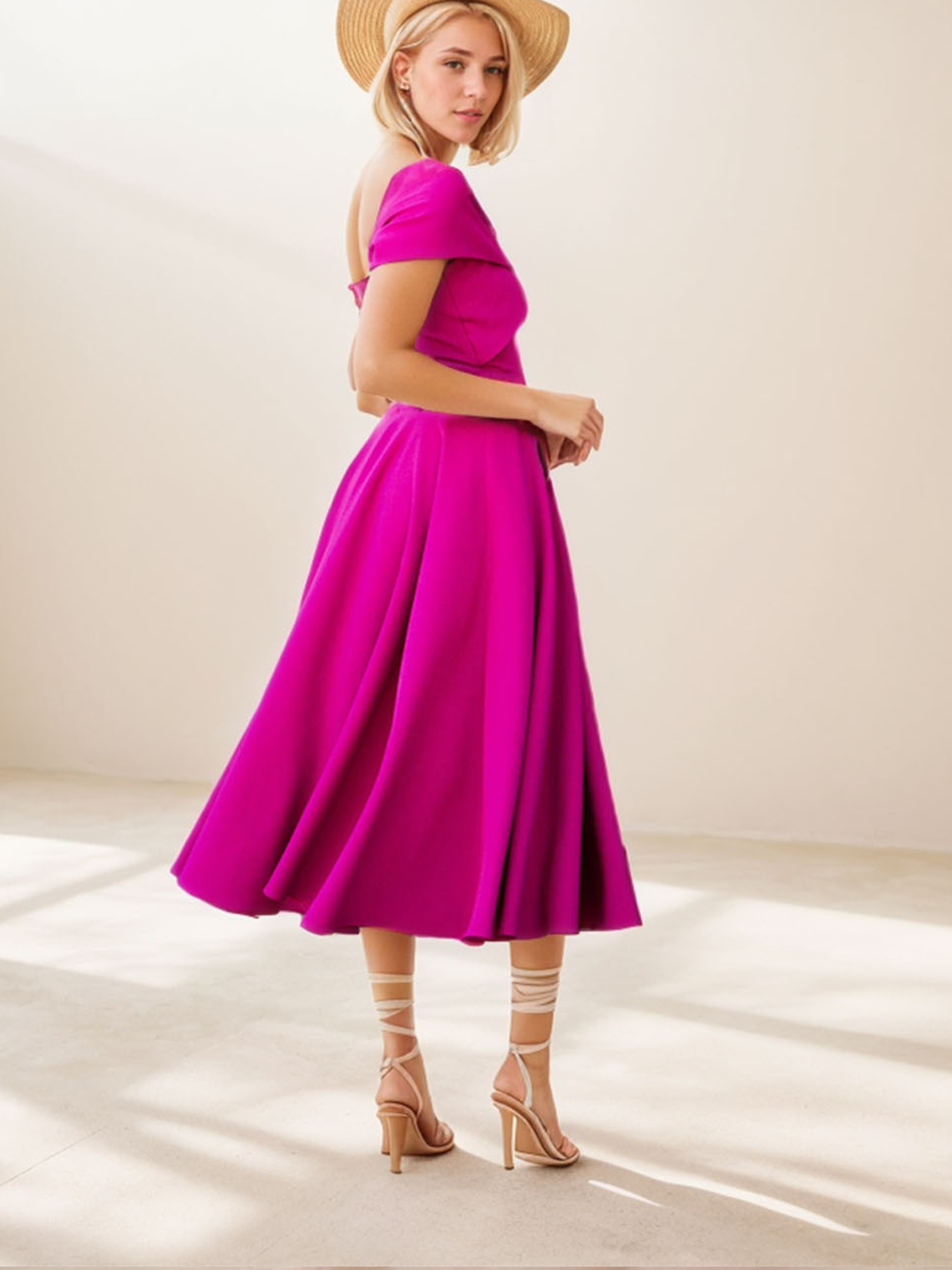 A-Line Homecoming Dress Tea Length Off Shoulder Ruched Stretch Fabric 