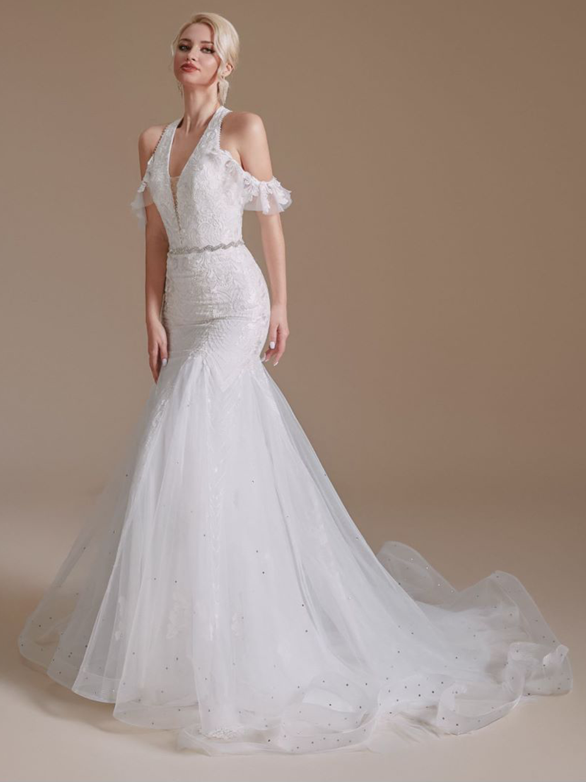 Trumpet/Mermaid Elegant Sleeveless Sweep/BrushTrain Wedding Dresses