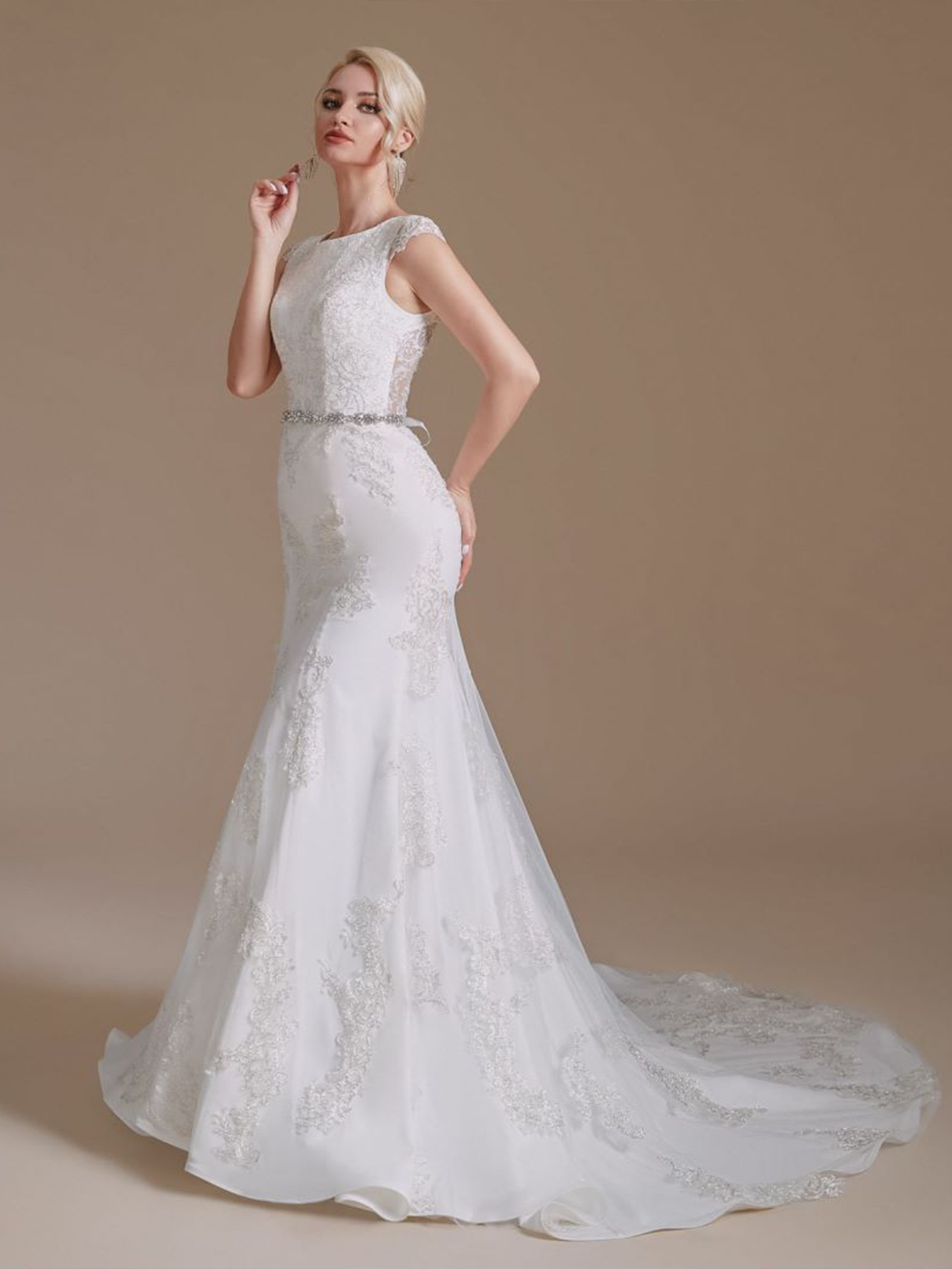 Trumpet/Mermaid Pure Color Sweep/BrushTrain Elegant Wedding Dresses