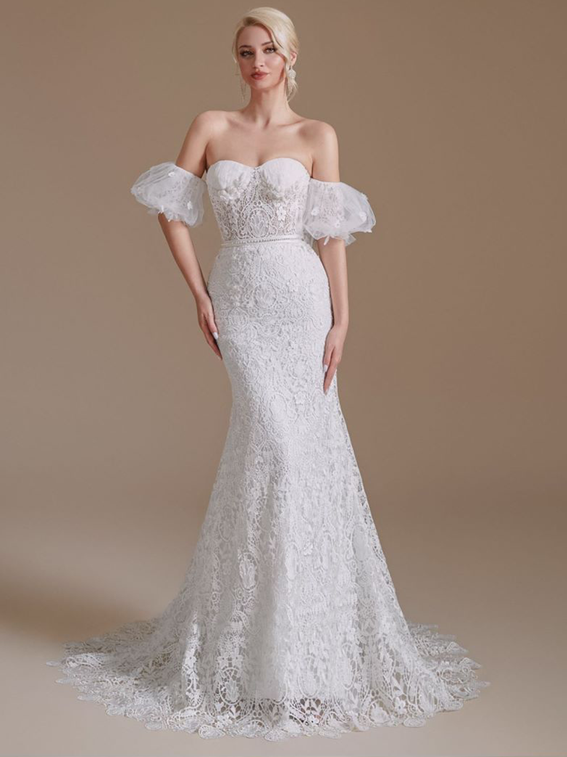 Trumpet/Mermaid Sexy Off the Shoulder Cap Sleeve Wedding Dresses