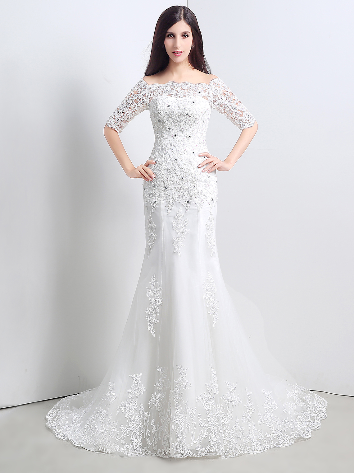 Mermaid/Trumpet Elegant Wedding Dress Lace Appliques with Beading