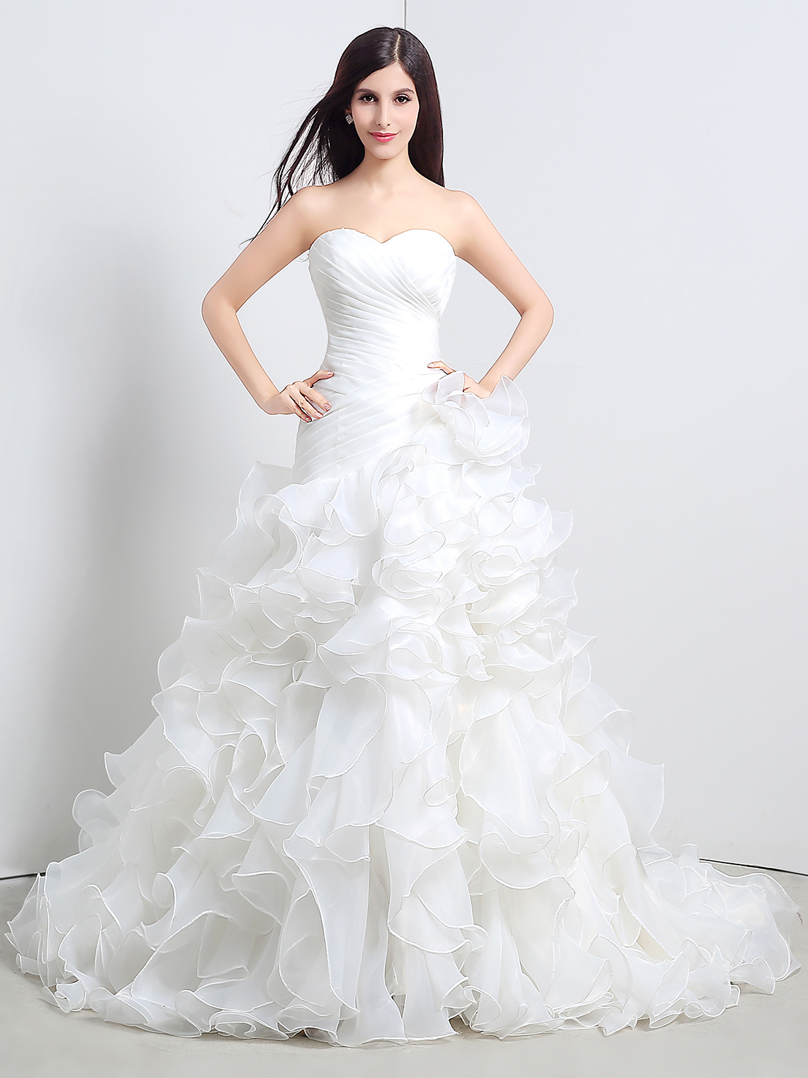 Mermaid/Trumpet Sexy Formal Tiered Wedding Dress Tulle with Ruffles