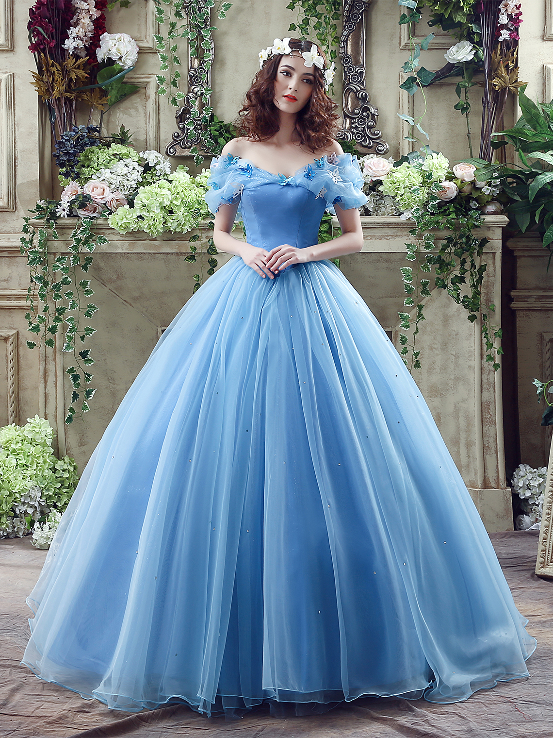 Ball Gown Elegant Prom Gown Quinceanera Tulle Appliques with Beading