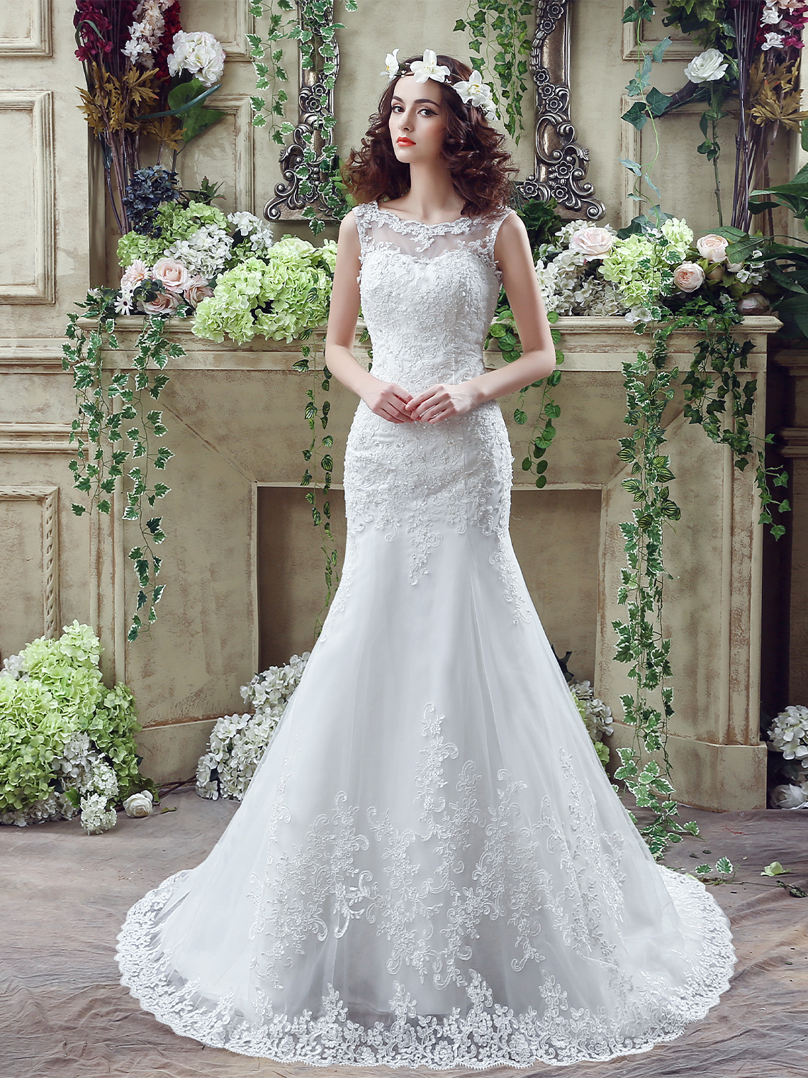 A-Line/Princess Elegant Formal Wedding Dresses Beading with Appliques