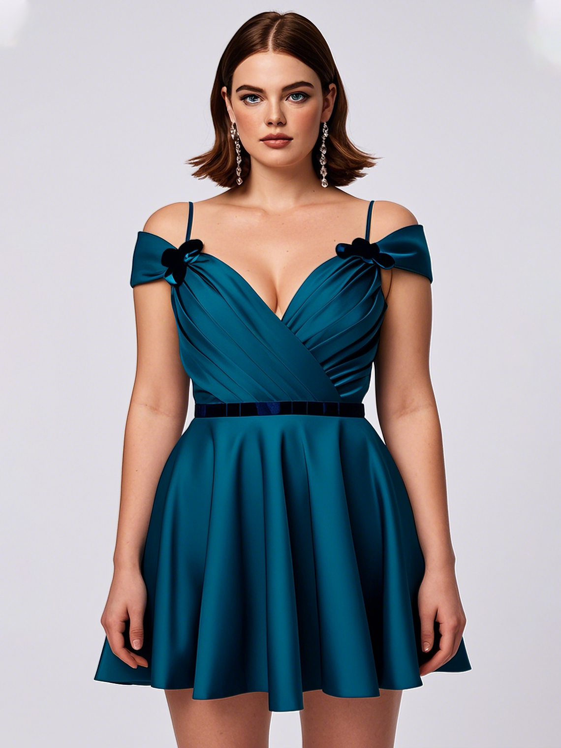 A-Line/Princess Sexy Homecoming Dress V Neck Pleated with Appliques
