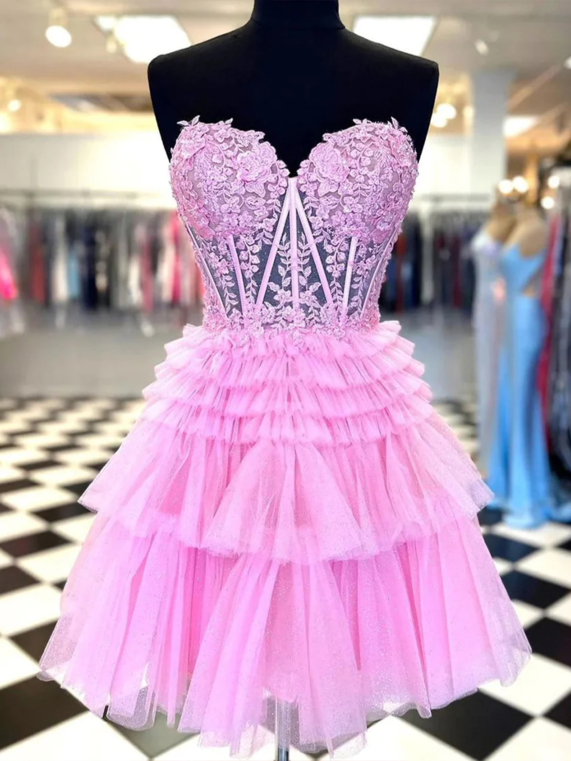 A Line Sweetheart Corset Homecoming Dress
