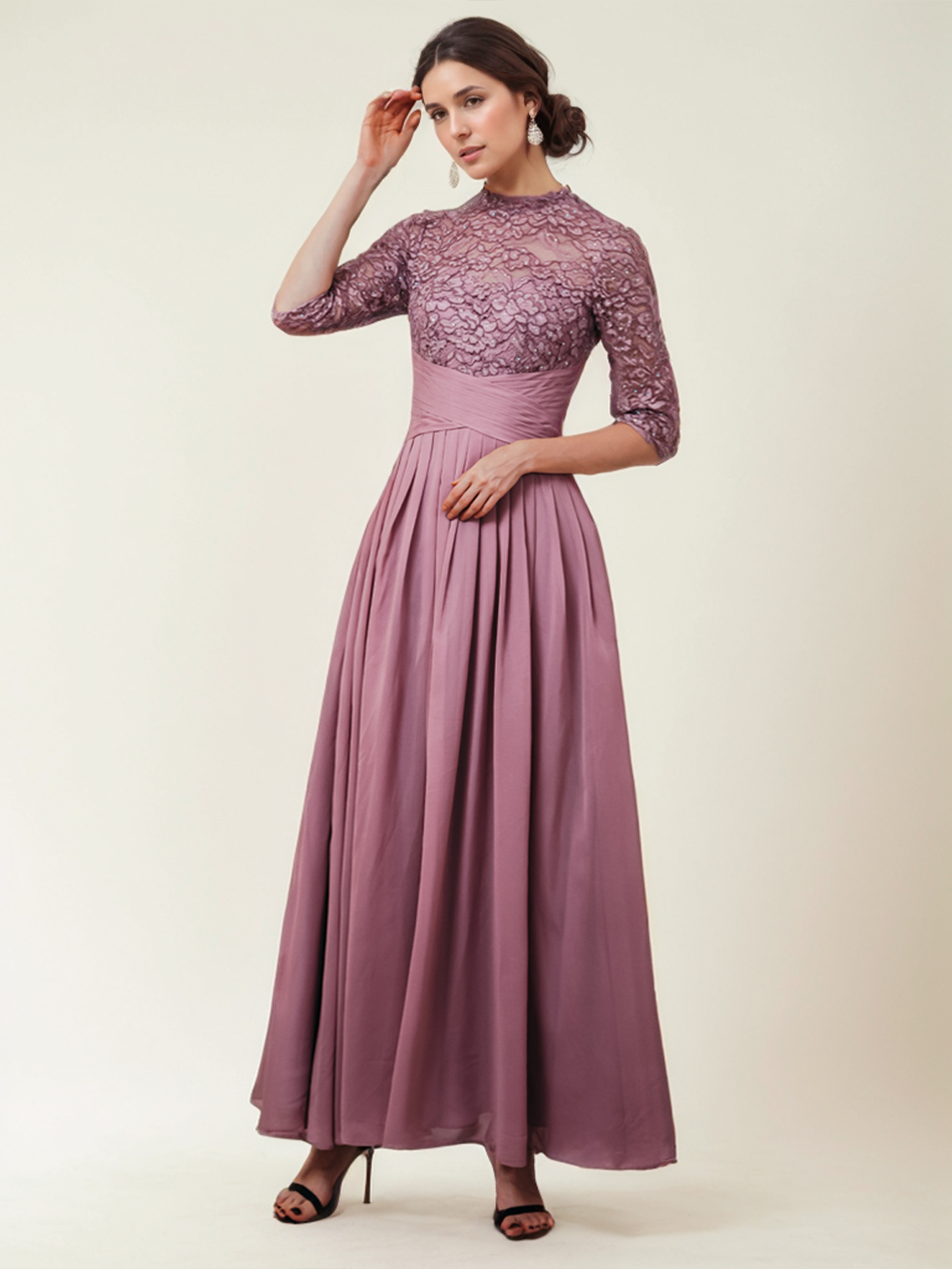 A-Line Elegant Wedding Guest Formal Dress Wedding Party Dress Lace Sequins