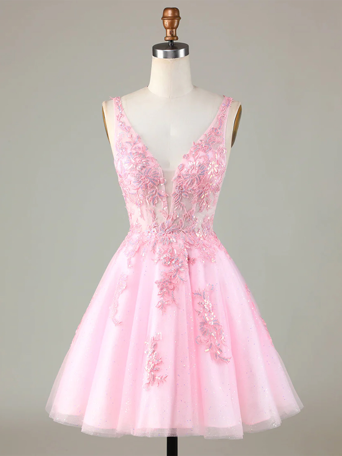 A-Line Glitter Cute Homecoming Dress with Appliques
