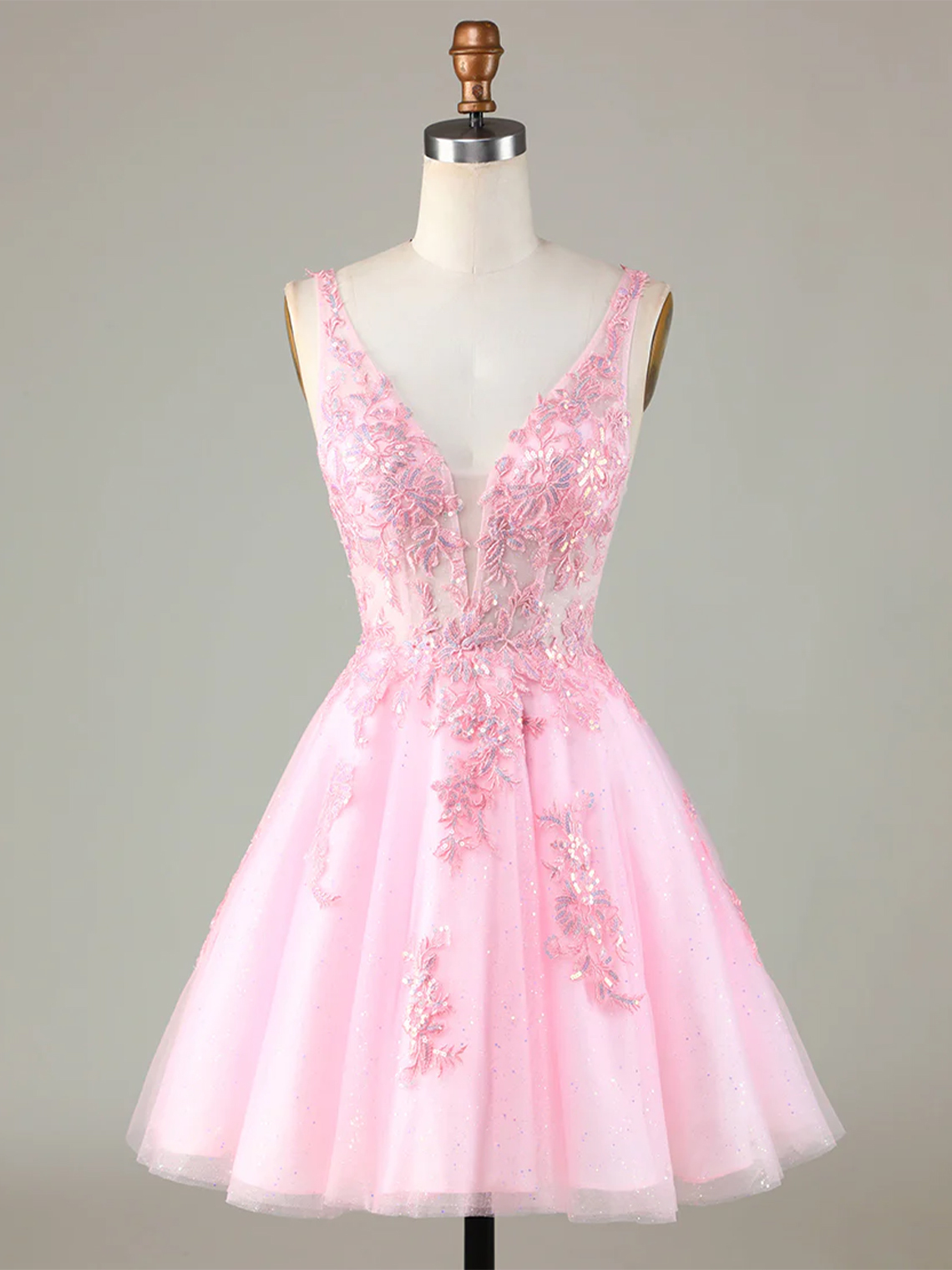 A-Line Glitter Cute Homecoming Dress with Appliques