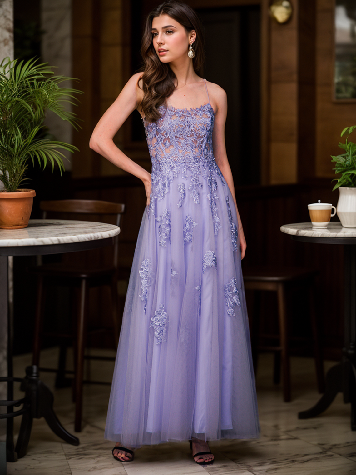 A-Line Evening Gown Quinceanera Prom Dress Slit Appliques Crystals 