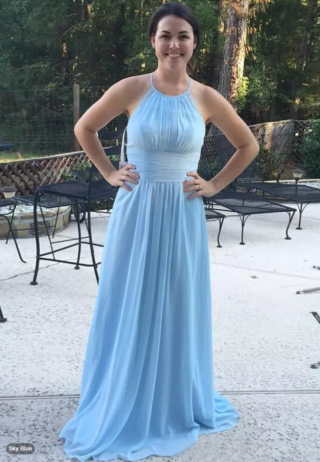 A-line/Princess Chiffon Floor-Length Bridesmaid Dress With Pleated