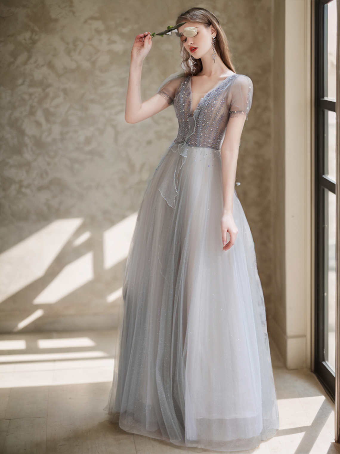 A-Line/Princess Evening Gown Sparkle&Shine Graduation Dress Floor Leng